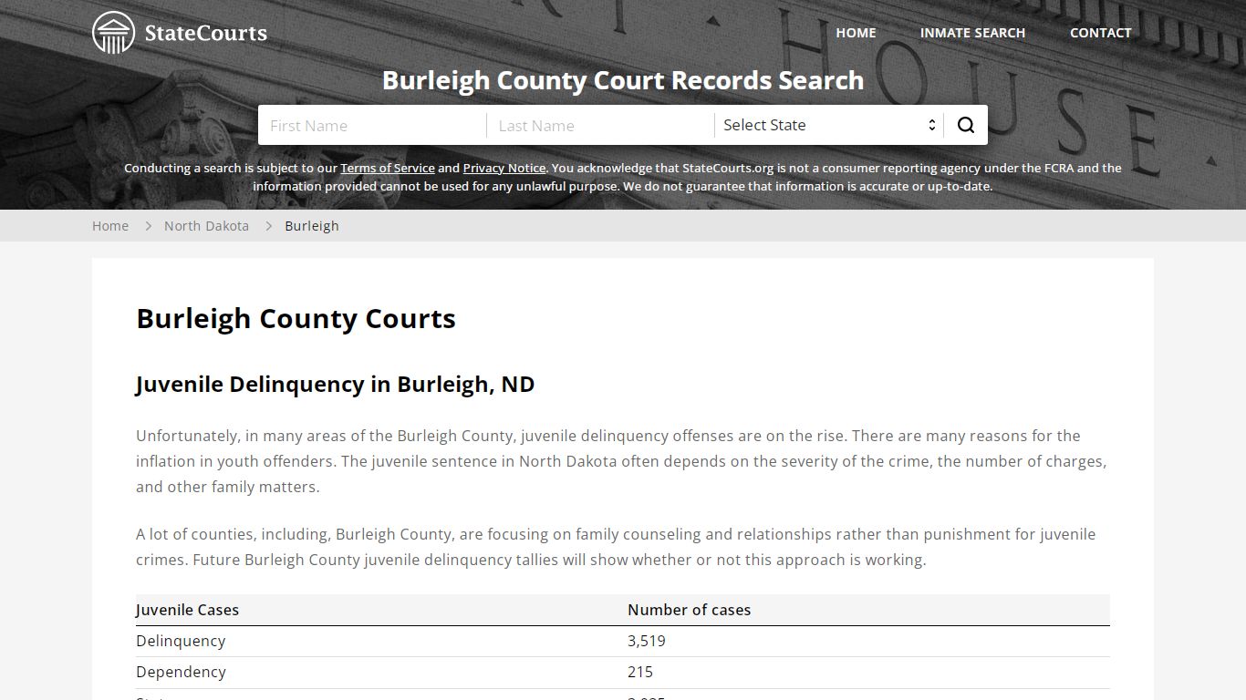 Burleigh County, ND Courts - Records & Cases - StateCourts